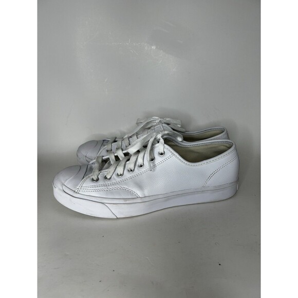 Converse Jack Purcell OX White Leather Low Top Sneaker Shoe Mens 10.5 Womens 12 - Picture 2 of 8